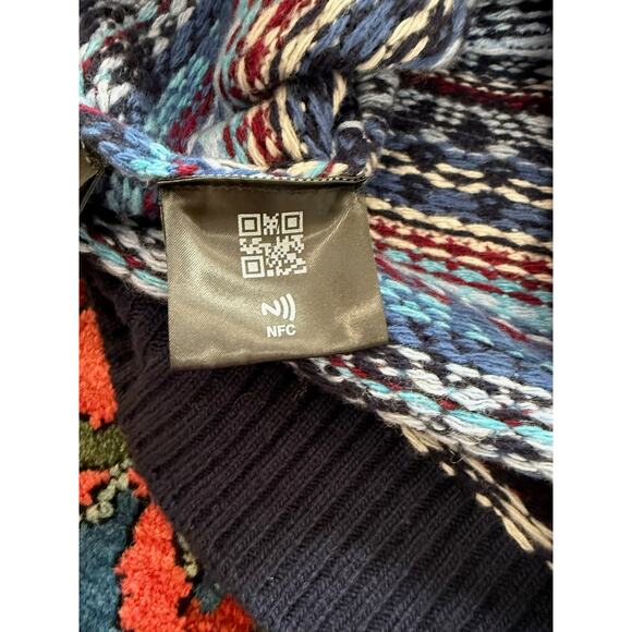 Womens 42 M LambsWool Prada crewneck sweater Navy 2022 Girocollo logo Fair Isle - Picture 10 of 12